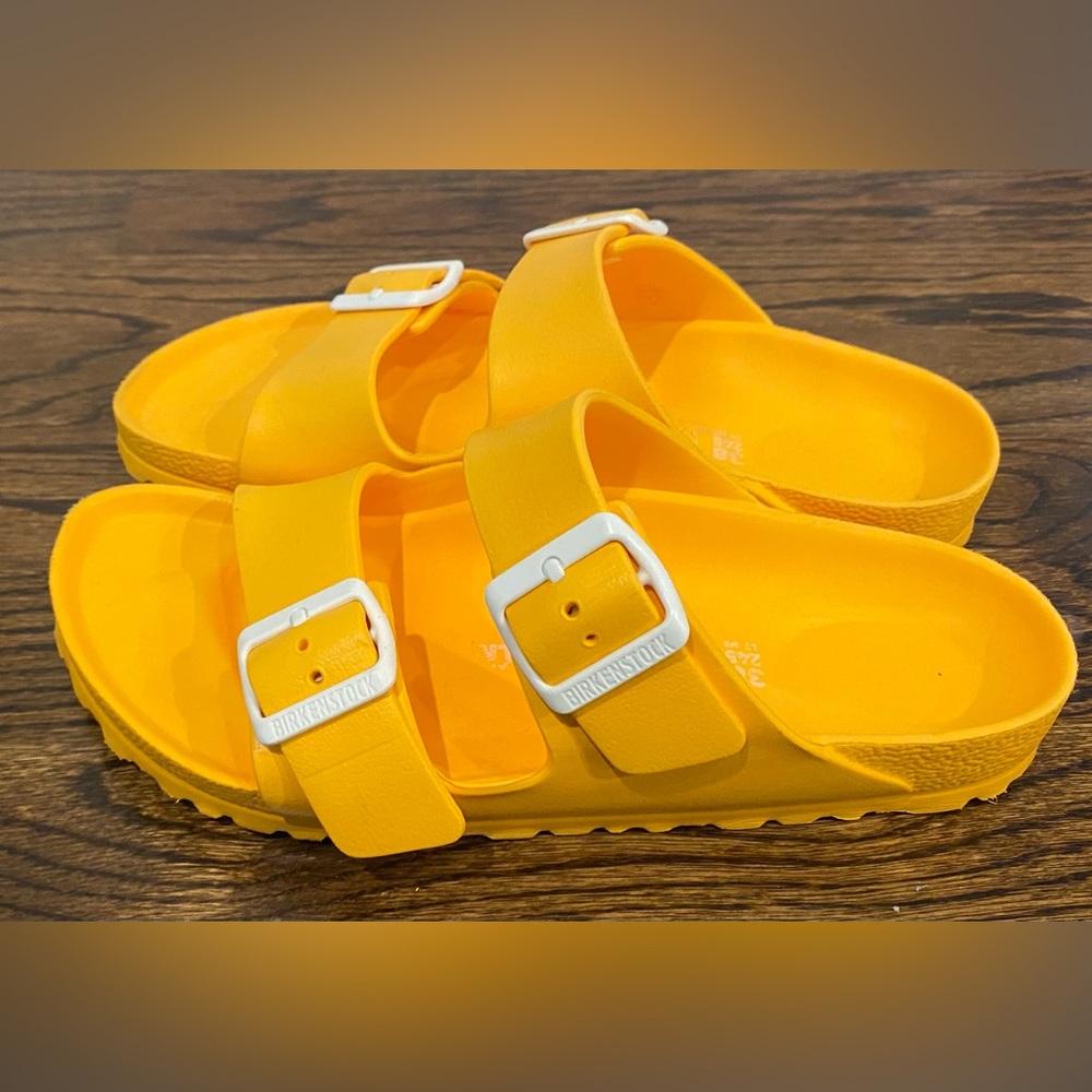 Birkenstock EVA Arizona Orange Slip-on Slide Sandals Size 38 EUC